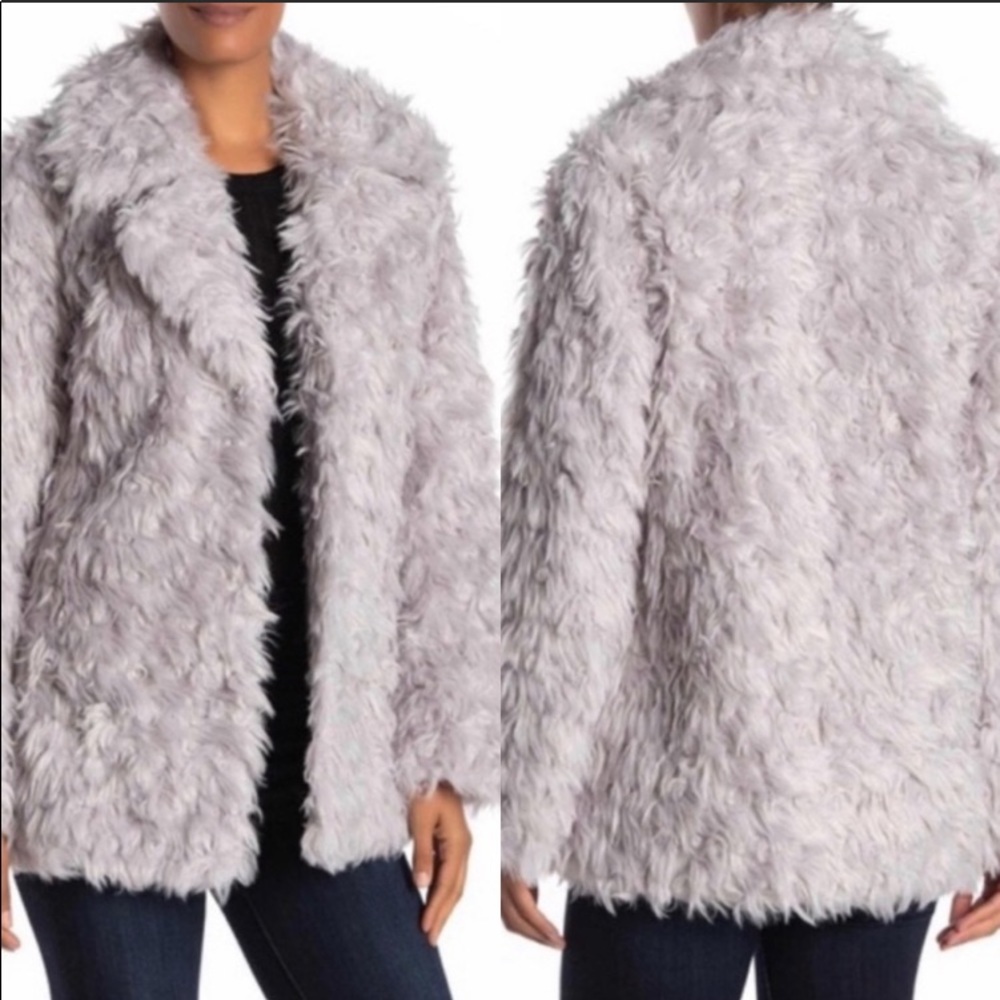 AVEC LES FILLES Notch Collar Curly Faux Fur Jacket size Extra Large - Picture 1 of 8